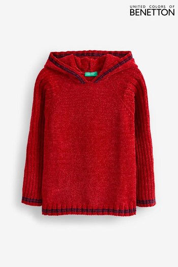 Benetton Red Chenille Ribbed Hoodie (796098) | £29.95