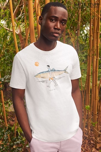White Stuff Natural Fish Surfboard Graphic T-Shirt (796217) | £28