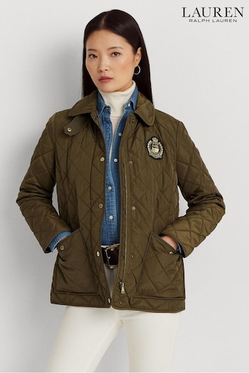 Lauren Ralph Lauren Green Crest Patch Quilted Jacket (796255) | £259