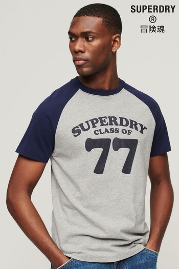 Superdry Blue Organic Cotton Vintage Cooper Class Raglan T-Shirt (796261) | £27