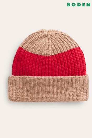 Boden Red Colourblock Beanie Hat (796725) | £40