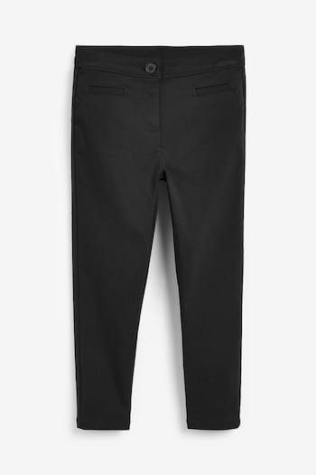 Black Longer Length Regular Waist School Skinny Stretch Trousers (3-18yrs) (796759) | £9 - £16
