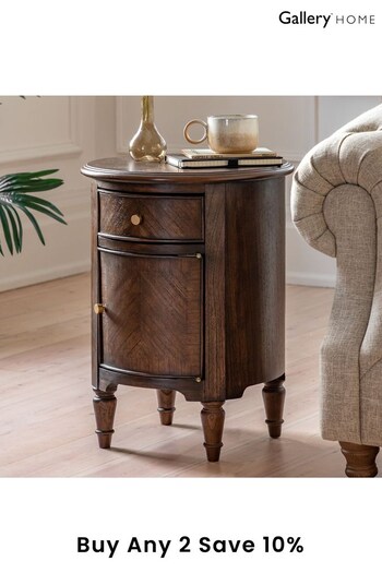 Gallery Home Brown Maddy Drum Side Table (796776) | £385