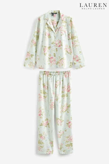 Lauren Ralph Lauren Green Woven Long Sleeve Sage Floral Pyjamas Set (796849) | £119
