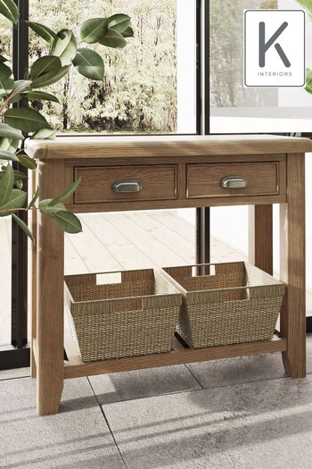 K Interiors Brown Embleton Console Table with 2 Storage Baskets (797145) | £425