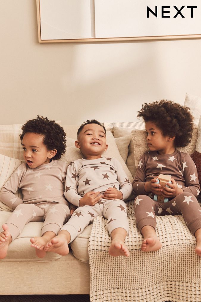 Neutral Star Snuggle Pyjamas 3 Pack (9mths-12yrs) (797192) | £23 - £29