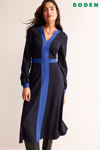 Boden Blue Colourblock Ponte Midi Dress (797346) | £98
