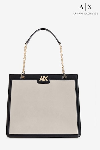 Armani logo-print Exchange Box White/Black Tote Bag (797360) | £185
