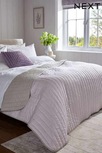 Lilac Purple Reversible Cotton Rich Bedspread (797475) | £30 - £45