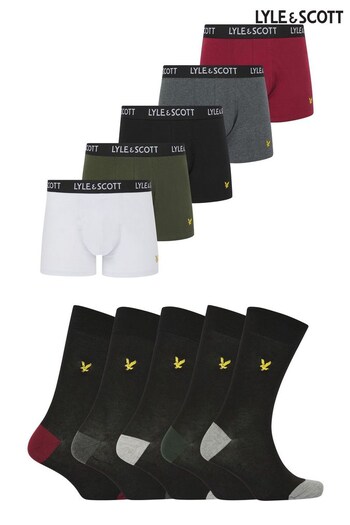 Lyle and Scott Booker Underwear and Socks Black Gift Sets 10 pack (797648) | £65