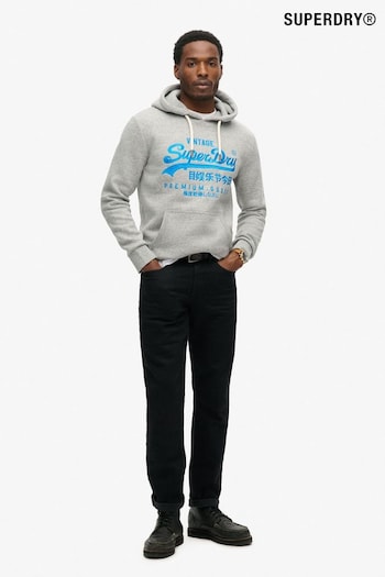 Superdry Authentic Grey Marl Neon Vintage Logo Graphic Hoodie (797704) | £60