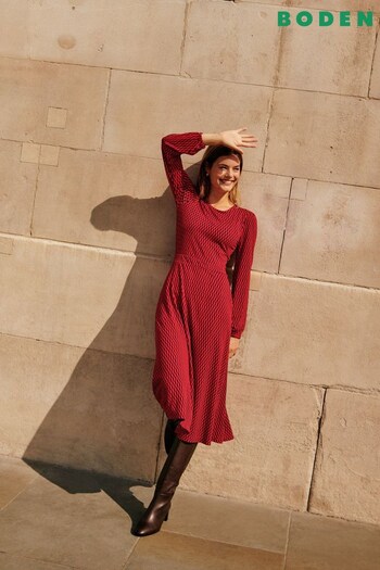 Boden Red Camille Jersey Midi Dress (797731) | £80