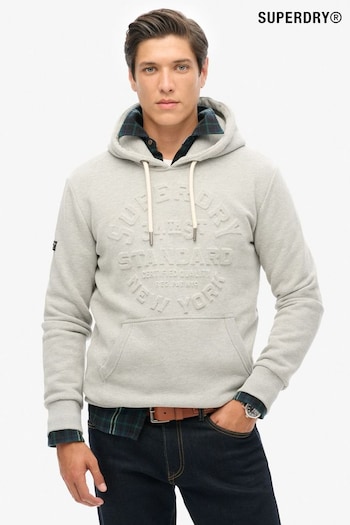 Superdry Stone Beige Marl Embossed Logo Graphic Hoodie (797750) | £60