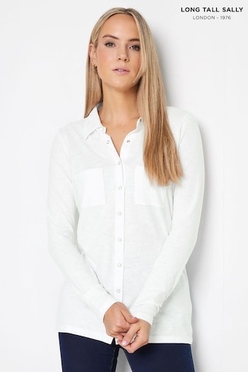 Long Tall Sally White Cotton Jersey Shirt (798353) | £24