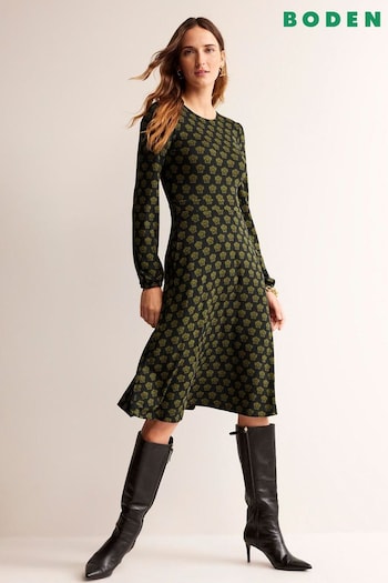 Boden Black Camille Jersey Midi Dress (798454) | £80