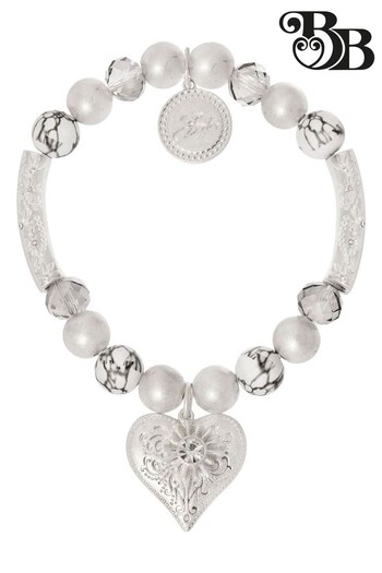 Bibi Bijoux Silver Tone Heart & Sun Charm Ball Bracelet (798464) | £35