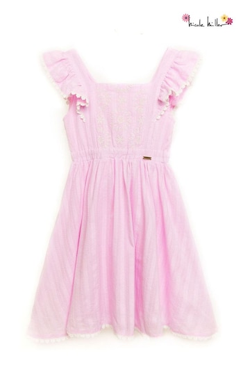 Nicole Miller Pink Jacquard Cotton Dress (798589) | £57 - £60