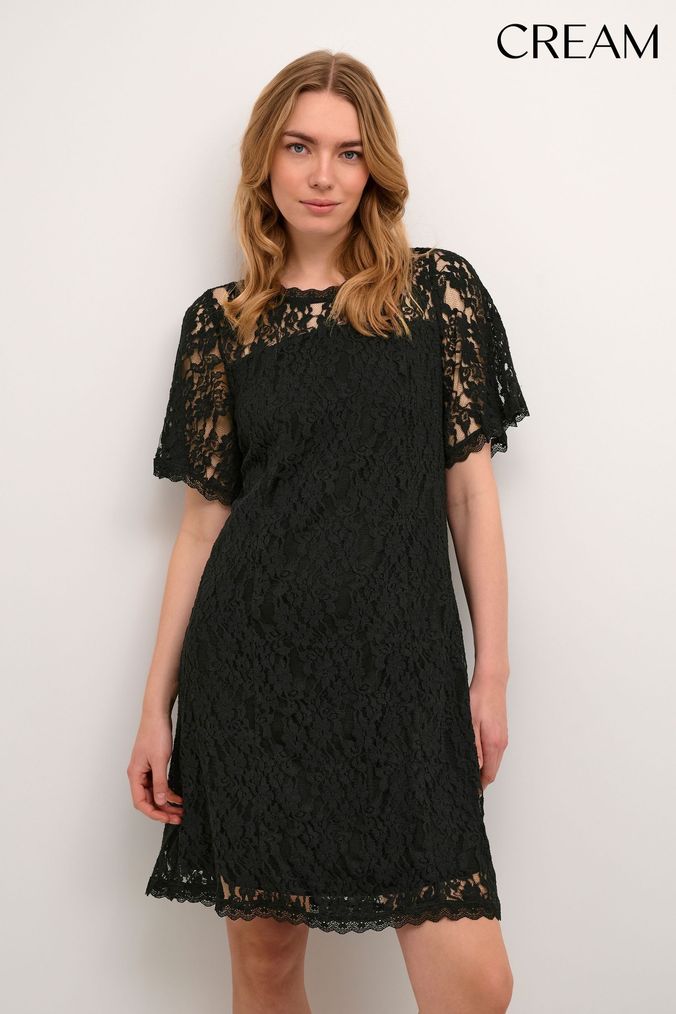 Black and cream dresses with sleeves cheap