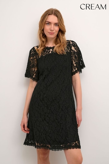 Cream Kit Knee Length Lace Black Dress (798948) | £70