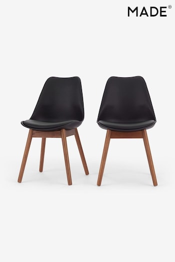 MADE.COM Set of 2 Dark Stained Oak and Black Thelma Dining Chairs (799053) | £249