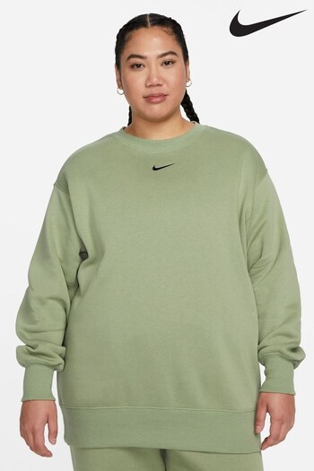Nike Green/Black Curve Phoenix Oversized Crew Sweatshirt (799250) | £55