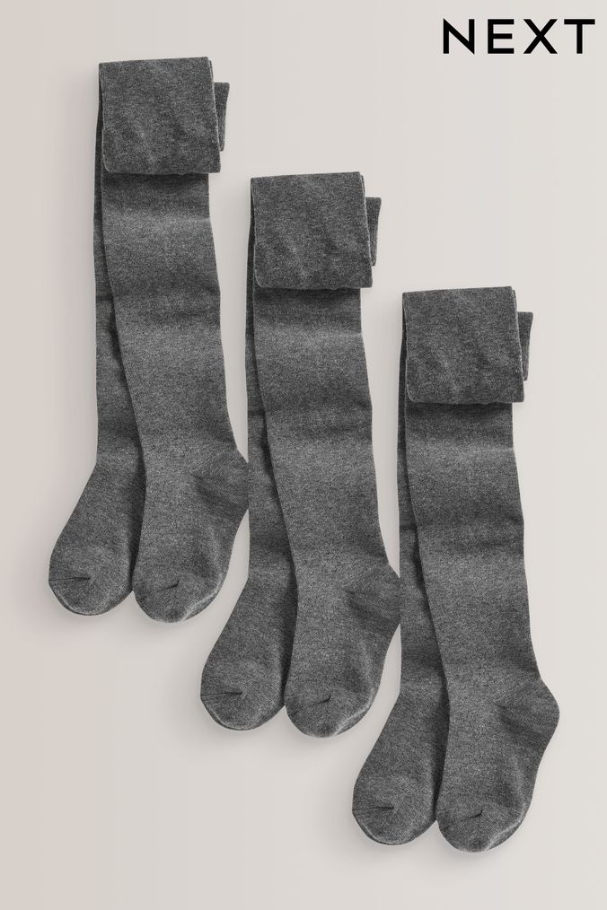 Grey 3 Pack Cotton Rich School Tights (799274) | £11 - £16