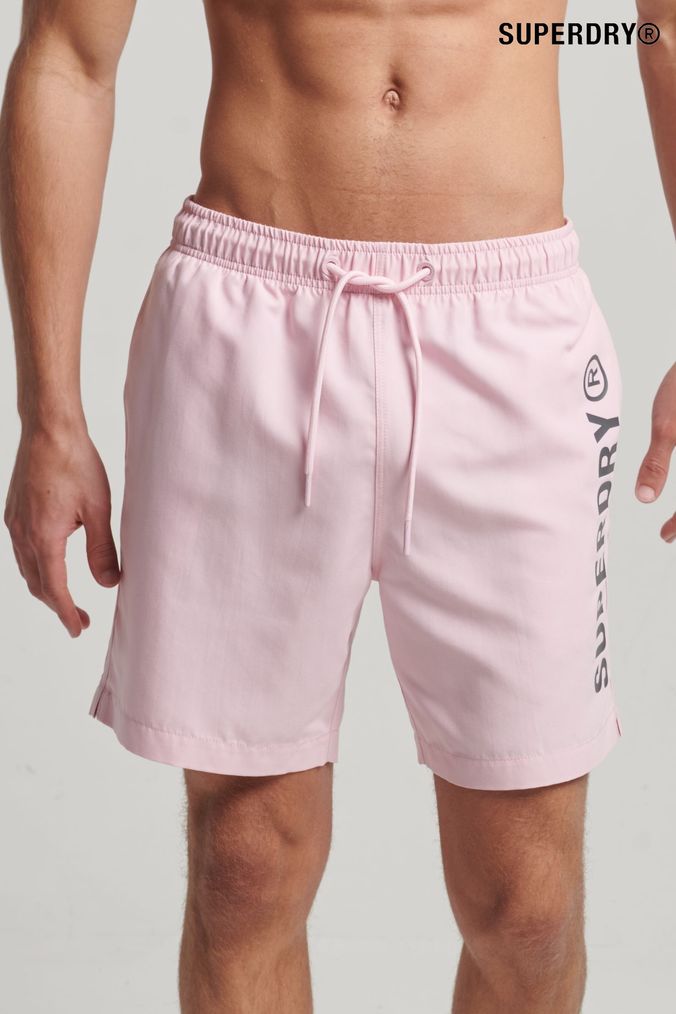 Mens Pink Swim Shorts Mid Leg Length Swim Shorts Next UK