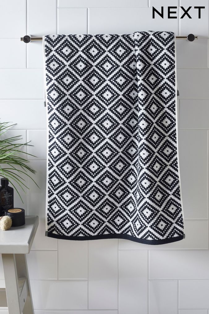Grey geometric hotsell towels
