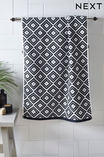 Black/White Diamond Geo Towel 100% Cotton (799386) | £6 - £24