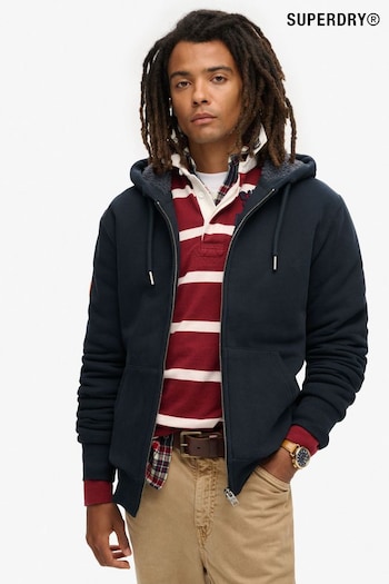 Superdry Eclipse Navy Borg Lined Zip Hoodie (799550) | £75