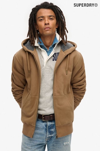 Superdry Caramel Brown Borg Lined Zip Hoodie (799709) | £75