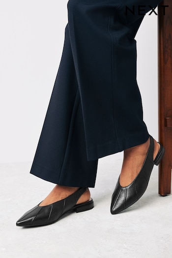 Black Forever Comfort® Leather Panelled Slingback azules Shoes (799775) | £42