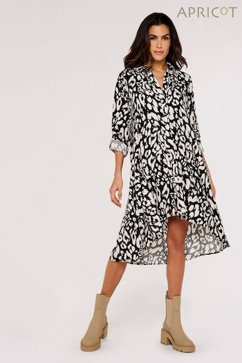 Apricot Black/White Cheetah Oversized HOODIE Shirt Dress (799831) | £30
