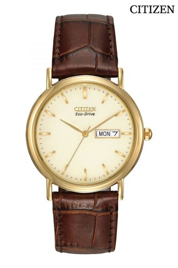 Citizen Gents Brown Strap Watch (7LT747) | £139