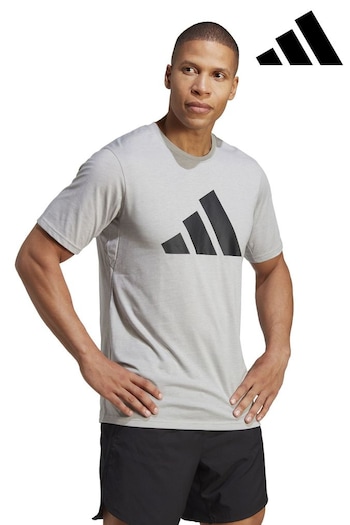 adidas Grey Train Essentials Feelready Logo Training T-Shirt (7Y7655) | £25