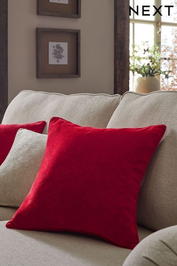 Red Soft Velour Small Square Cushion (800318) | £8