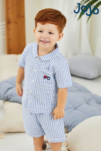JoJo Maman Bébé Blue Woven Pyjamas (800357) | £21