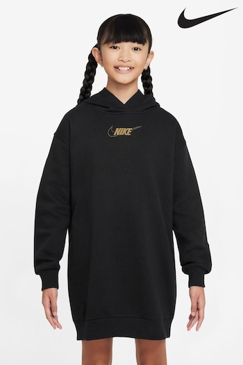 Nike Black/Gold Shine Fleece Long Line Hoodie (800669) | £50