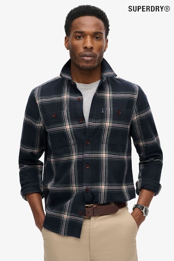 Superdry Boseman Check Navy 100% Cotton Vintage Check Overshirt (800941) | £65