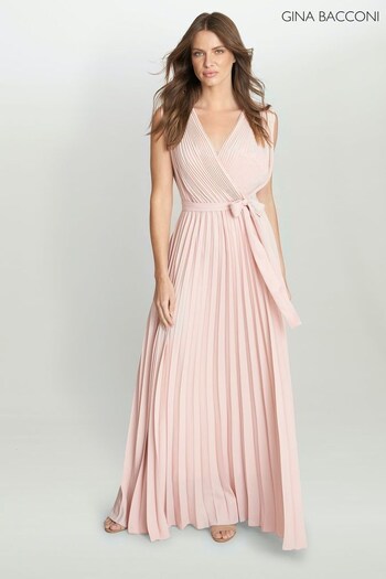 Gina Bacconi Pink Chelsey Maxi Dress With Pleat Skirt (801169) | £140