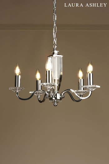 Laura Ashley Chrome Carson Cut Glass 5 Light Chandelier Ceiling Light (801227) | £290