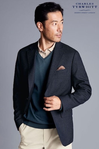 Charles Tyrwhitt Blue Slim Fit Check Wool Jacket (801409) | £230