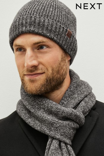 Charcoal Grey Beanie Hat and Scarf Set (801423) | £26