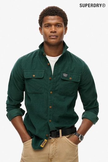 Superdry Pine Green 100% Cotton Corduroy Workwear Shirt (801750) | £45