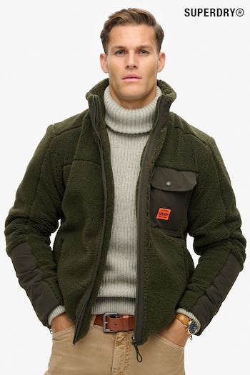 Superdry Olive Green Expedition Borg Hybrid Jacket (801944) | £90