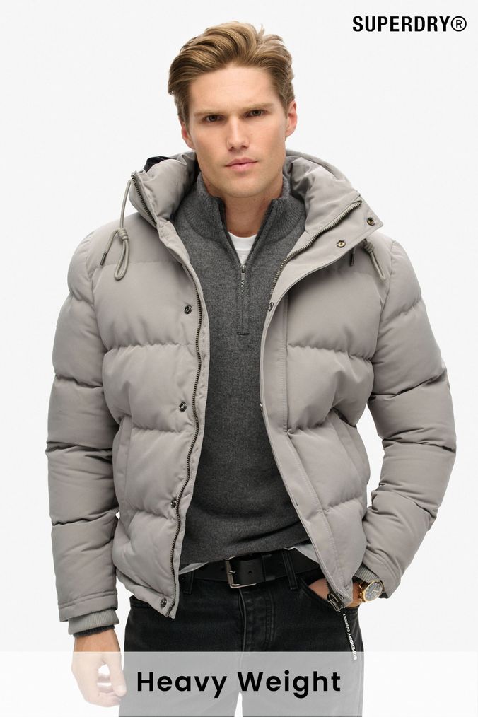Buy Men s Coats Grey Puffer Coatsandjackets Online Next UK