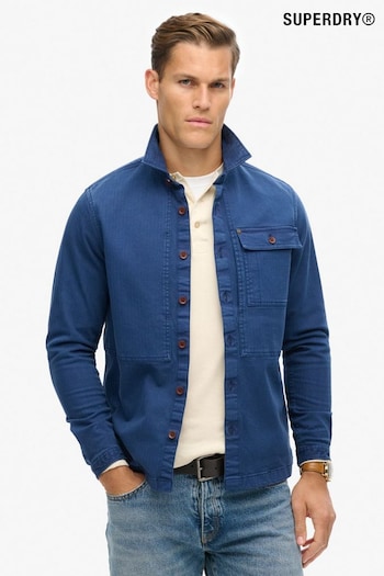 Superdry Indigo Herringbone Merchant Utility Overshirt (802064) | £85