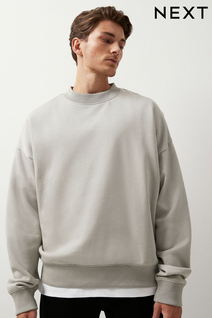 Buy Men s Grey Crew Neck Sweatshirtsandhoodies Online Next UK