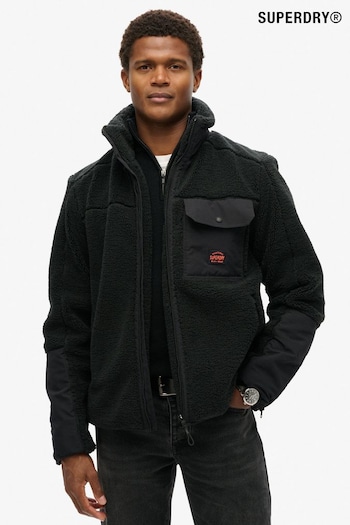 Superdry Black Expedition Borg Hybrid Jacket (802233) | £90