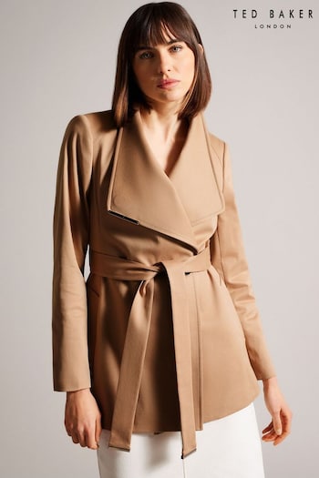 Ted Baker Rosiaas Brown Hip Length Wrap Trench Coat (803060) | £225
